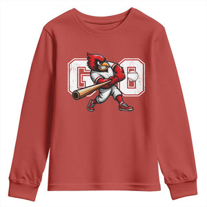 Go Cardinal Playing Baseball Graphic Youth Sweatshirt for Sports Fan TS11 Red Print Your Wear