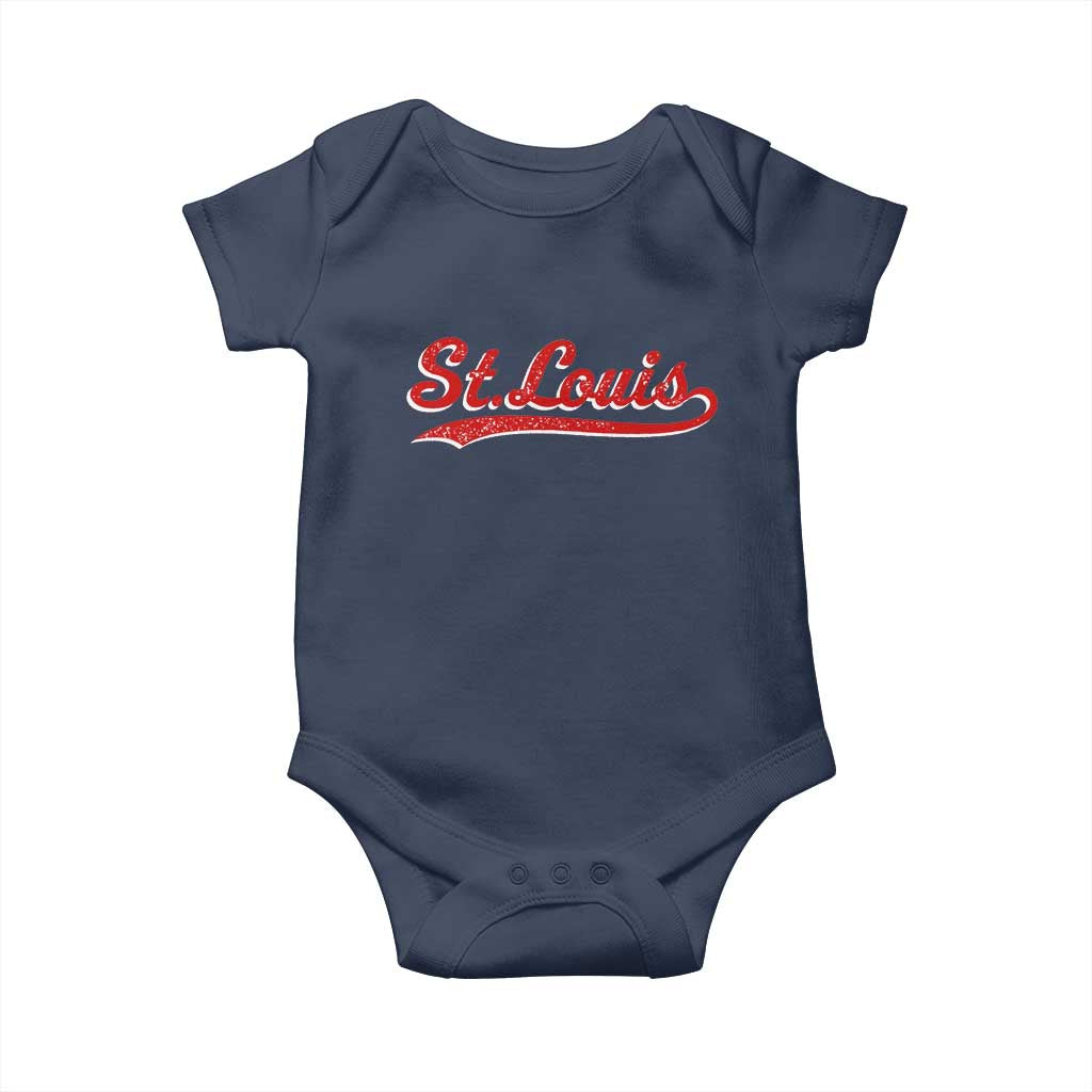 St Louis Sports Script Retro Baseball Lovers Proud City Baby Onesie TS11 Navy Print Your Wear