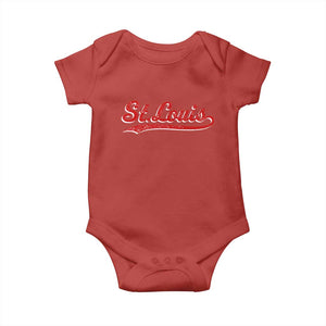 St Louis Sports Script Retro Baseball Lovers Proud City Baby Onesie TS11 Red Print Your Wear