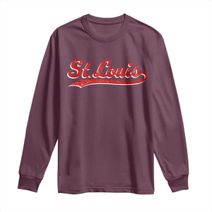 St Louis Sports Script Retro Baseball Lovers Proud City Long Sleeve Shirt TS11 Maroon Print Your Wear