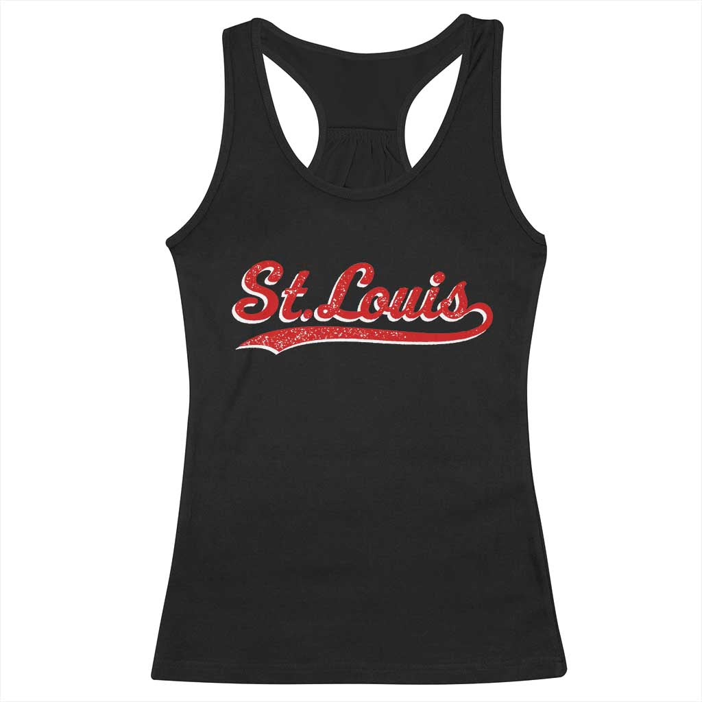St Louis Sports Script Retro Baseball Lovers Proud City Racerback Tank Top TS11 Black Print Your Wear