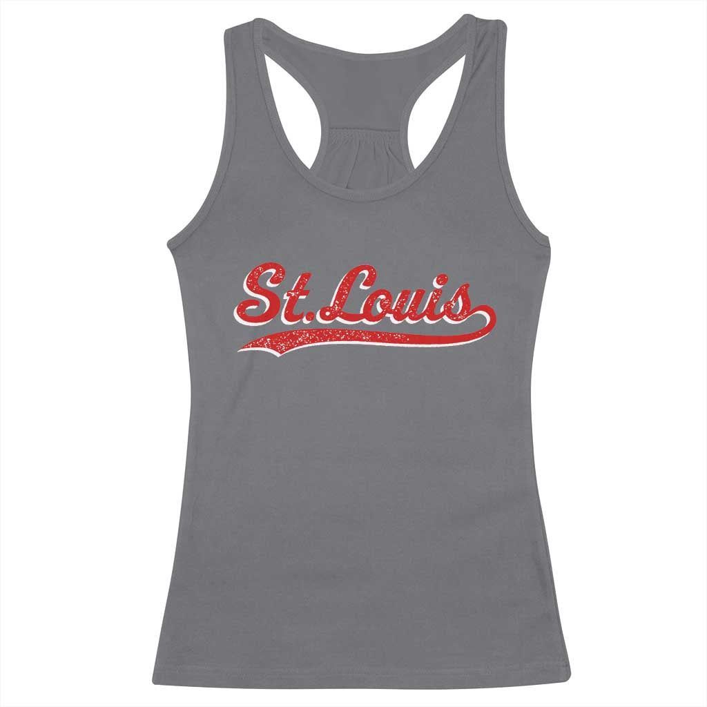St Louis Sports Script Retro Baseball Lovers Proud City Racerback Tank Top TS11 Charcoal Print Your Wear