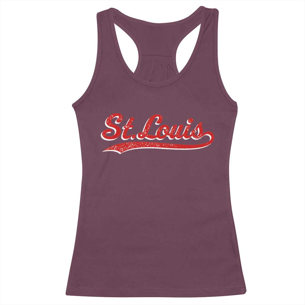 St Louis Sports Script Retro Baseball Lovers Proud City Racerback Tank Top TS11 Maroon Print Your Wear