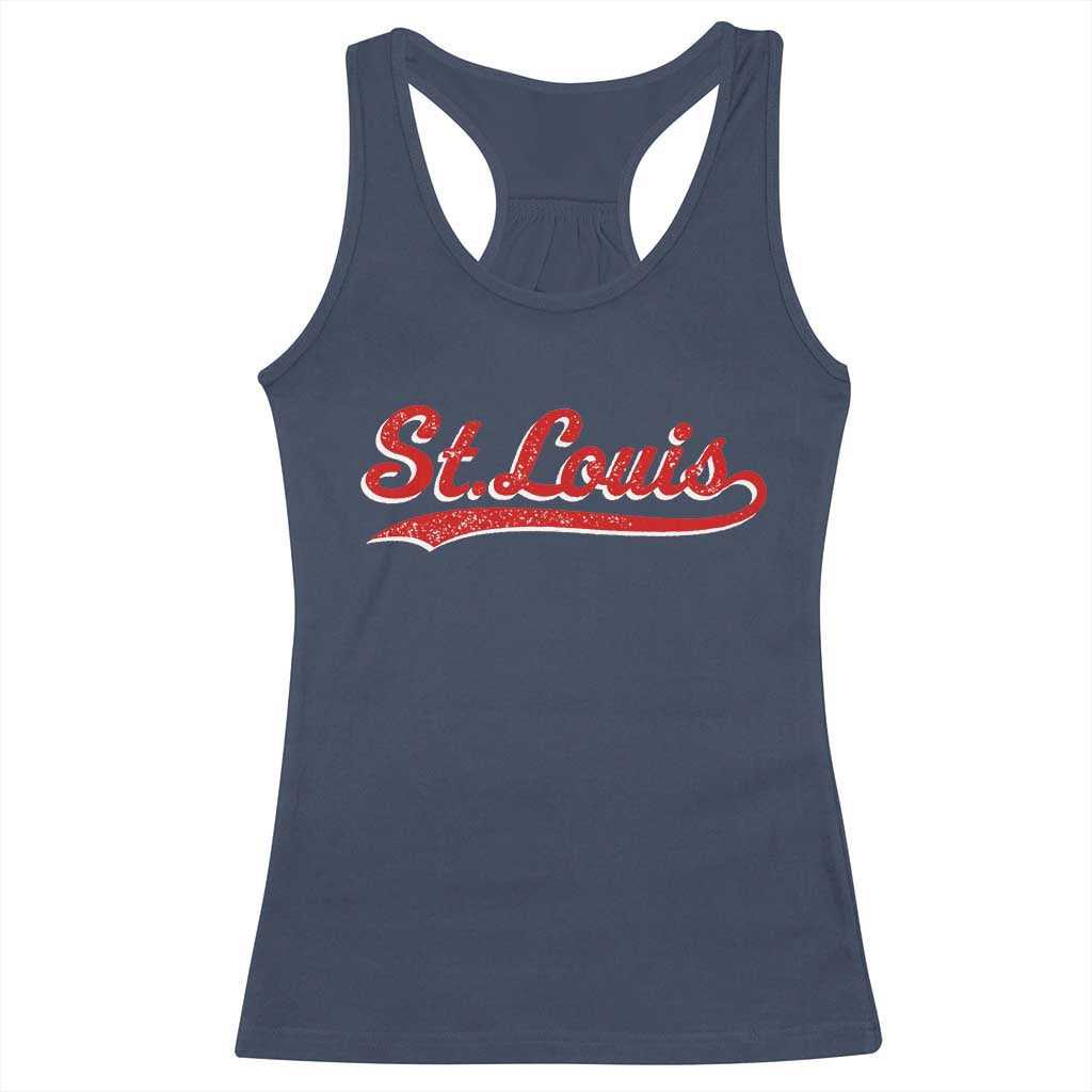 St Louis Sports Script Retro Baseball Lovers Proud City Racerback Tank Top TS11 Navy Print Your Wear
