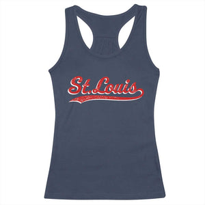 St Louis Sports Script Retro Baseball Lovers Proud City Racerback Tank Top TS11 Navy Print Your Wear