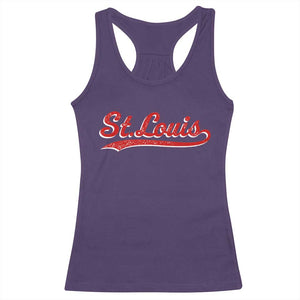 St Louis Sports Script Retro Baseball Lovers Proud City Racerback Tank Top TS11 Purple Print Your Wear