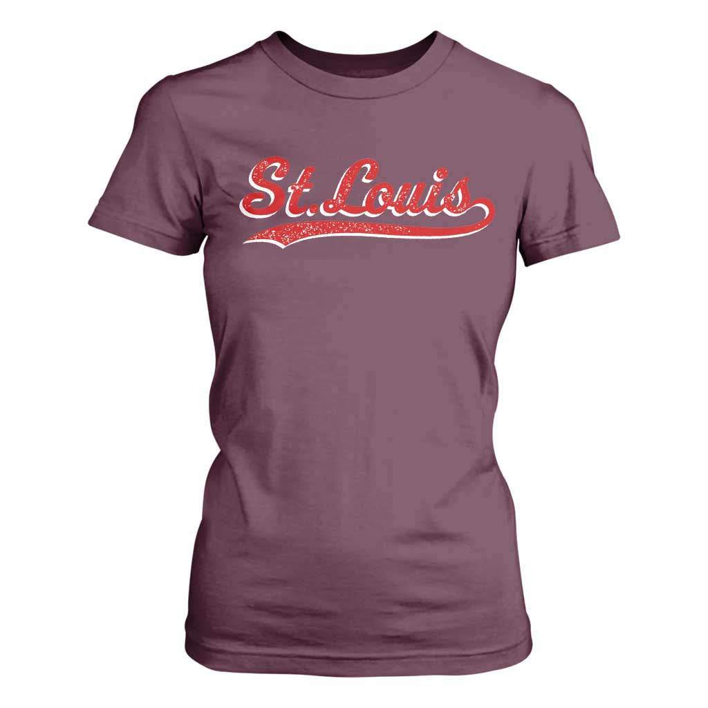 St Louis Sports Script Retro Baseball Lovers Proud City T Shirt For Women TS11 Maroon Print Your Wear