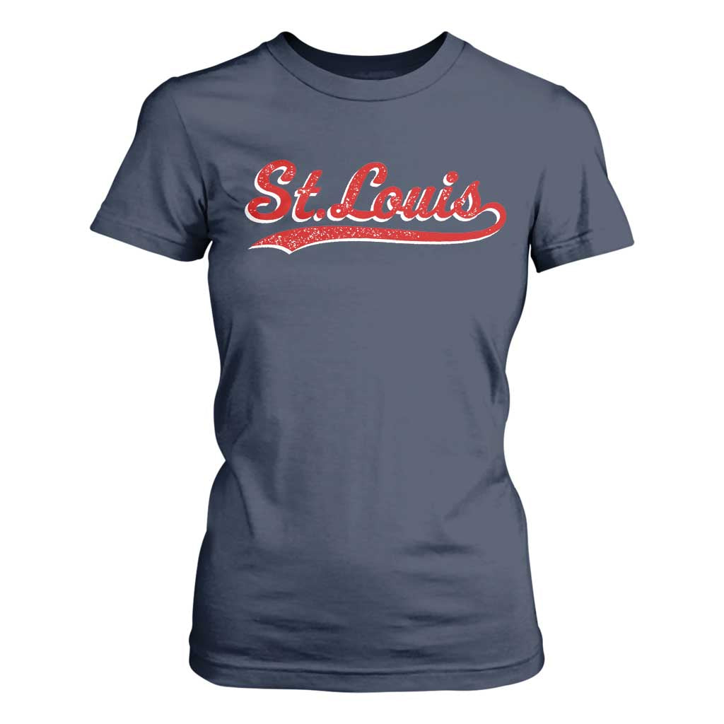 St Louis Sports Script Retro Baseball Lovers Proud City T Shirt For Women TS11 Navy Print Your Wear