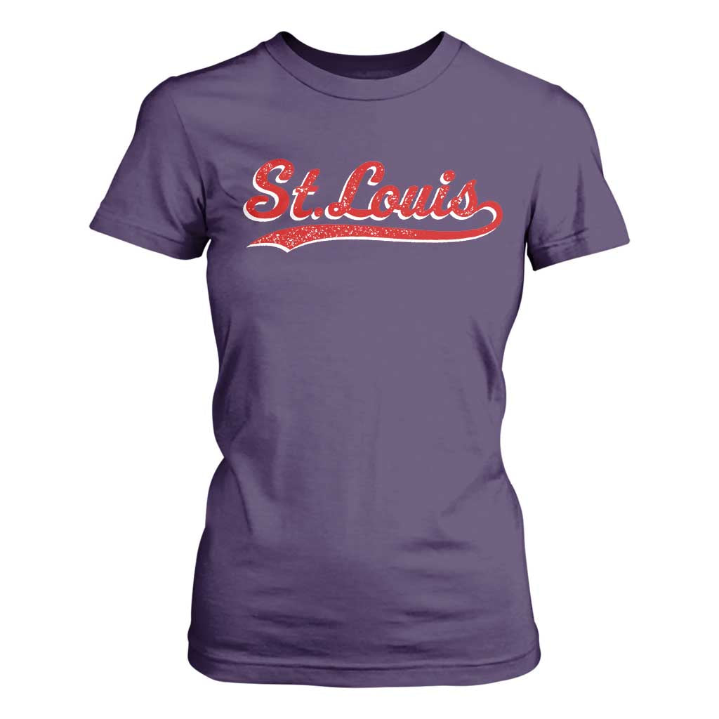 St Louis Sports Script Retro Baseball Lovers Proud City T Shirt For Women TS11 Purple Print Your Wear