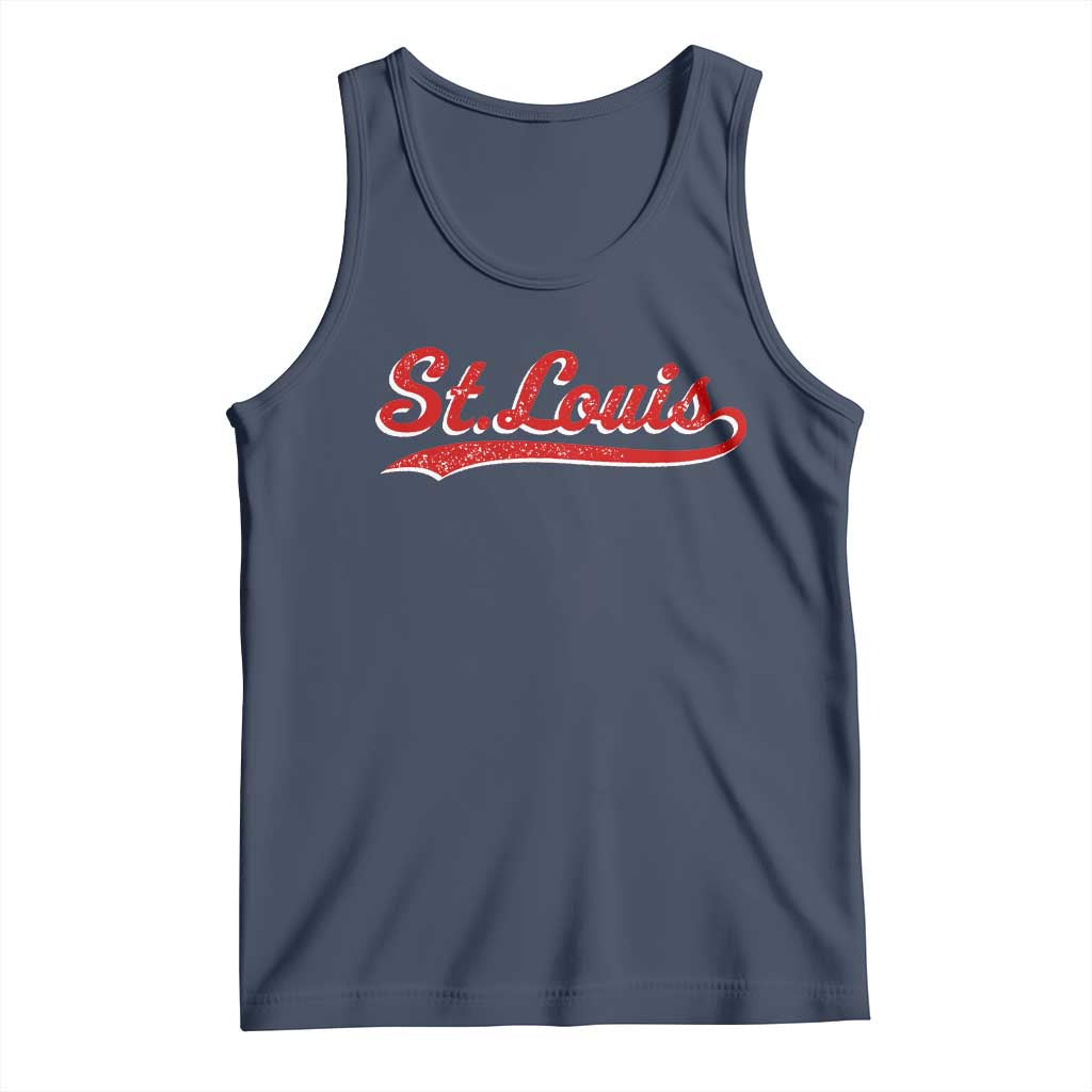St Louis Sports Script Retro Baseball Lovers Proud City Tank Top TS11 Navy Print Your Wear