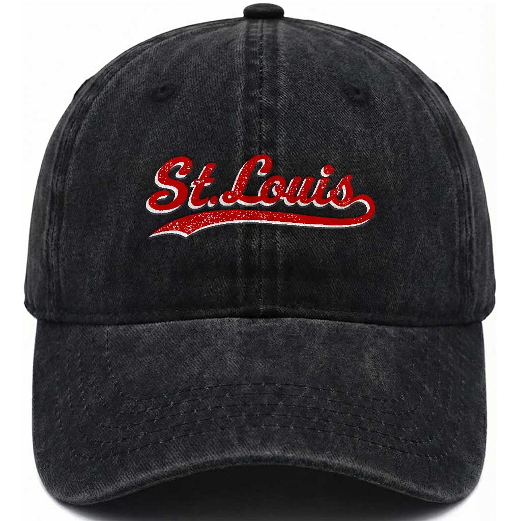 St Louis Sports Script Retro Baseball Lovers Proud City Washed Cotton Baseball Cap TS11 Print Your Wear