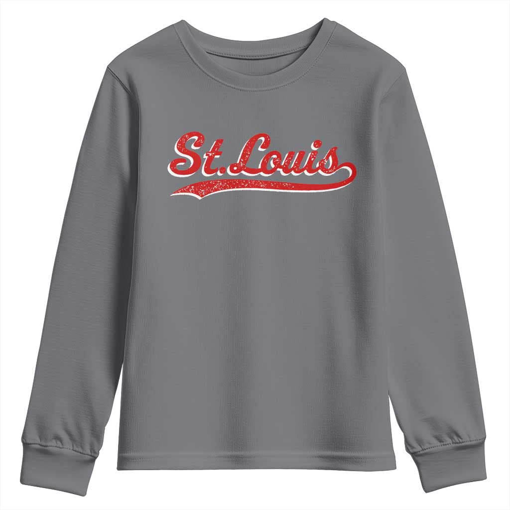 St Louis Sports Script Retro Baseball Lovers Proud City Youth Sweatshirt TS11 Charcoal Print Your Wear