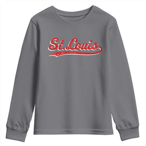 St Louis Sports Script Retro Baseball Lovers Proud City Youth Sweatshirt TS11 Charcoal Print Your Wear