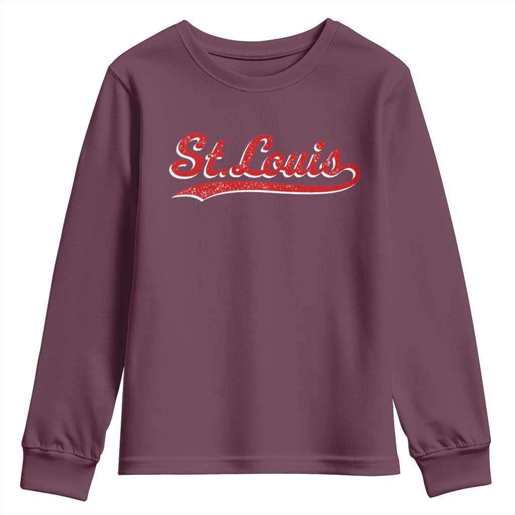 St Louis Sports Script Retro Baseball Lovers Proud City Youth Sweatshirt TS11 Maroon Print Your Wear