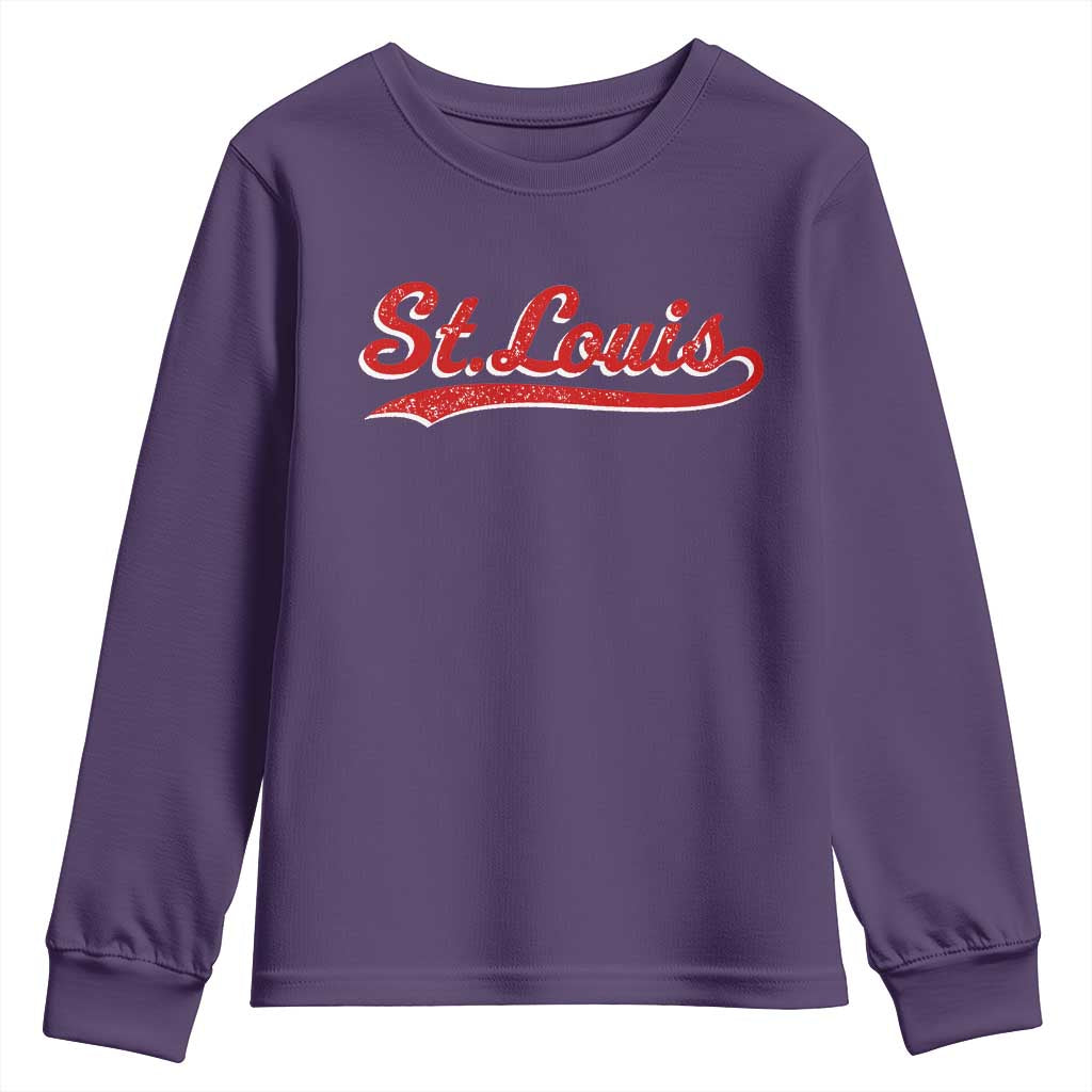 St Louis Sports Script Retro Baseball Lovers Proud City Youth Sweatshirt TS11 Purple Print Your Wear
