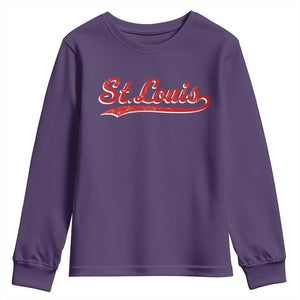 St Louis Sports Script Retro Baseball Lovers Proud City Youth Sweatshirt TS11 Purple Print Your Wear