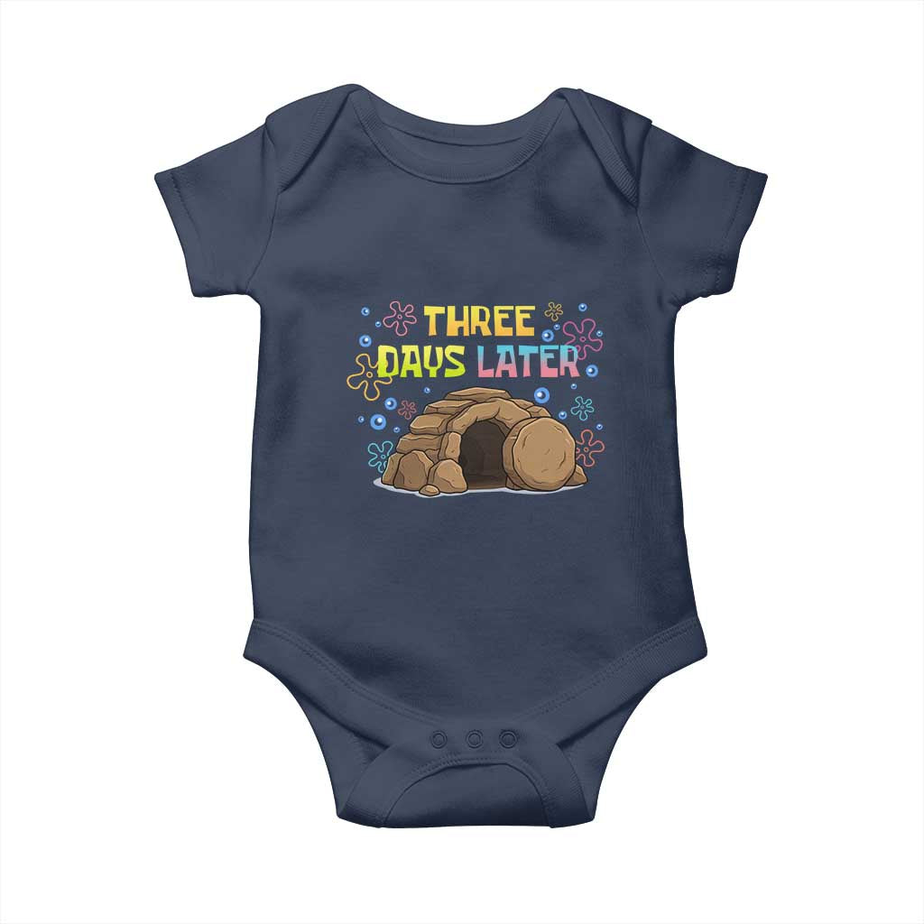 Three Days Later Christian Easter Baby Onesie Funny Jesus Resurrection Meme TS11 Navy Print Your Wear