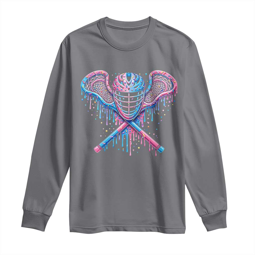 Lacrosse Drip Ice Cream Lax Helmet Sticks Sport Player Long Sleeve Shirt TS11 Charcoal Print Your Wear