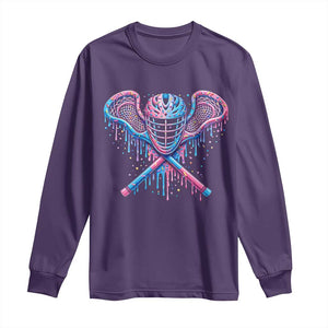 Lacrosse Drip Ice Cream Lax Helmet Sticks Sport Player Long Sleeve Shirt TS11 Purple Print Your Wear