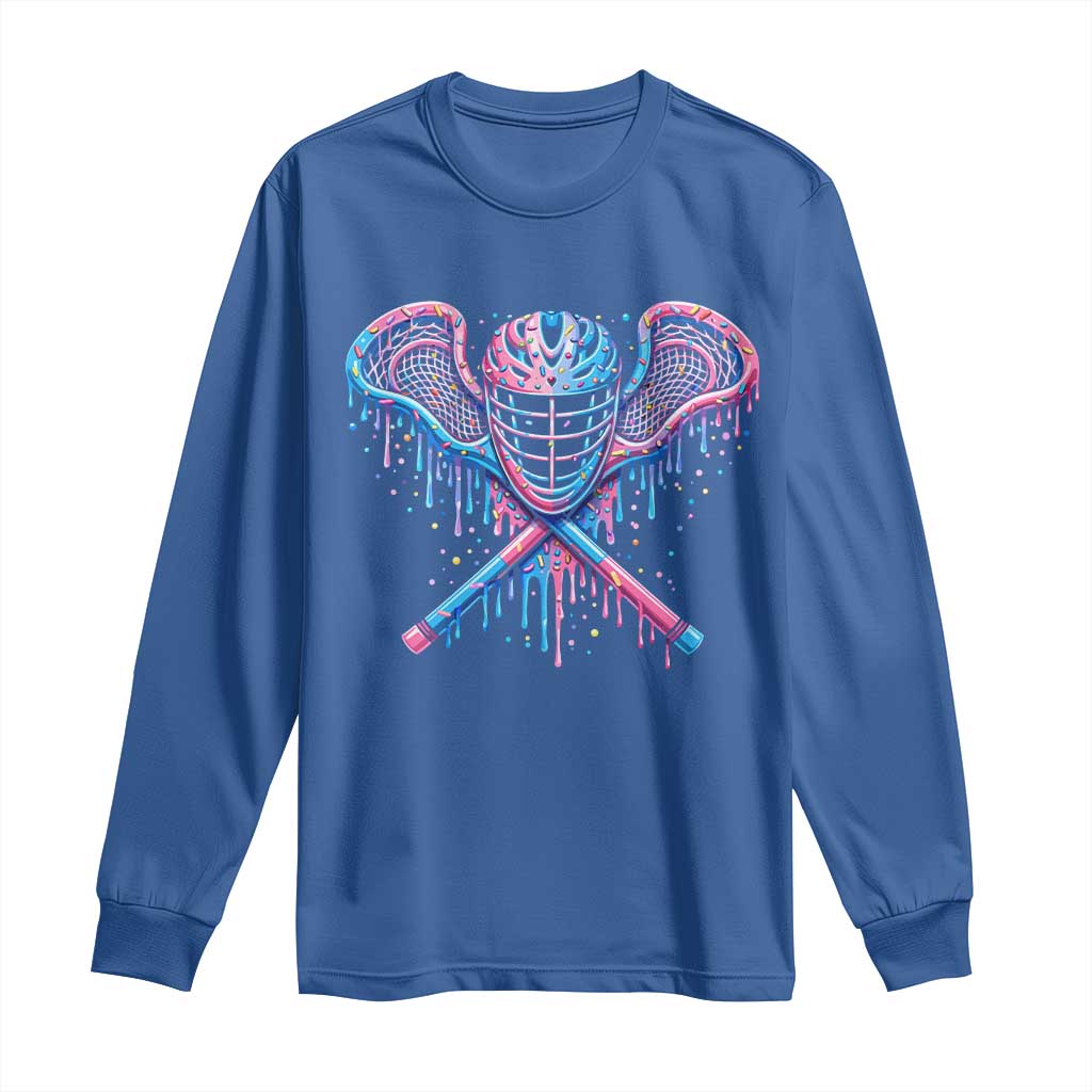 Lacrosse Drip Ice Cream Lax Helmet Sticks Sport Player Long Sleeve Shirt TS11 Royal Blue Print Your Wear