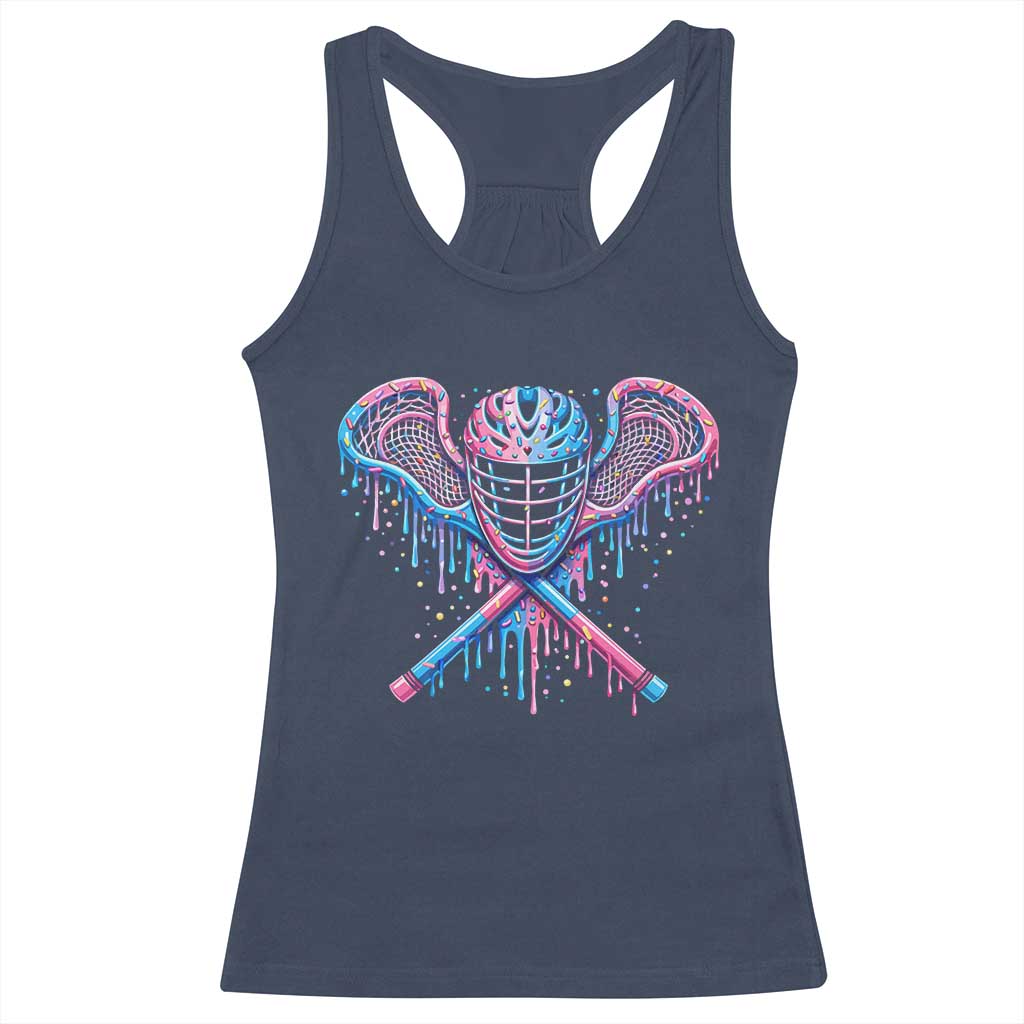 Lacrosse Drip Ice Cream Lax Helmet Sticks Sport Player Racerback Tank Top TS11 Navy Print Your Wear