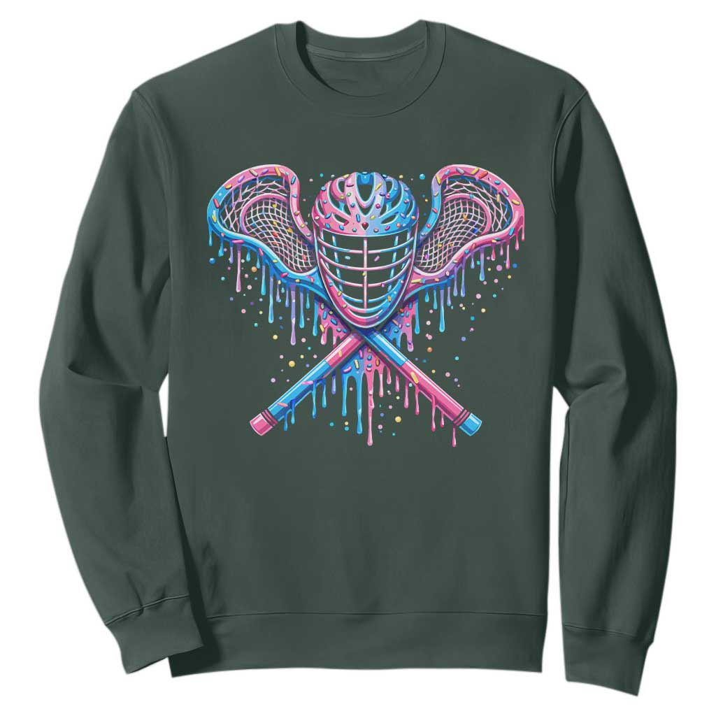 Lacrosse Drip Ice Cream Lax Helmet Sticks Sport Player Sweatshirt TS11 Dark Forest Green Print Your Wear