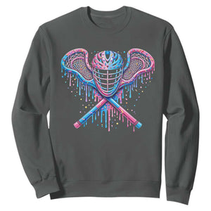 Lacrosse Drip Ice Cream Lax Helmet Sticks Sport Player Sweatshirt TS11 Dark Heather Print Your Wear
