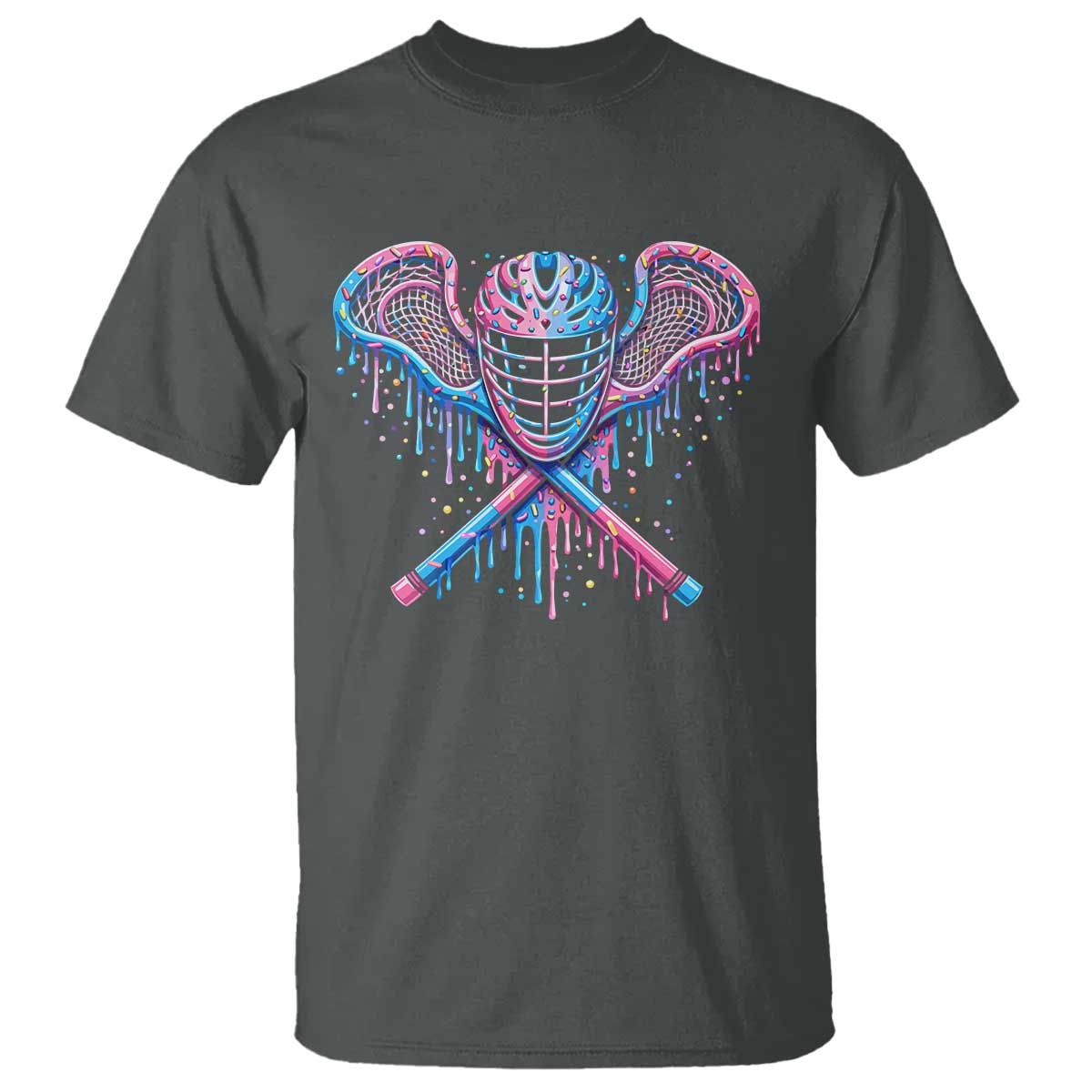 Lacrosse Drip Ice Cream Lax Helmet Sticks Sport Player T Shirt TS11 Dark Heather Print Your Wear