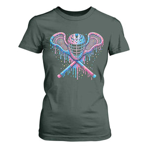 Lacrosse Drip Ice Cream Lax Helmet Sticks Sport Player T Shirt For Women TS11 Dark Forest Green Print Your Wear