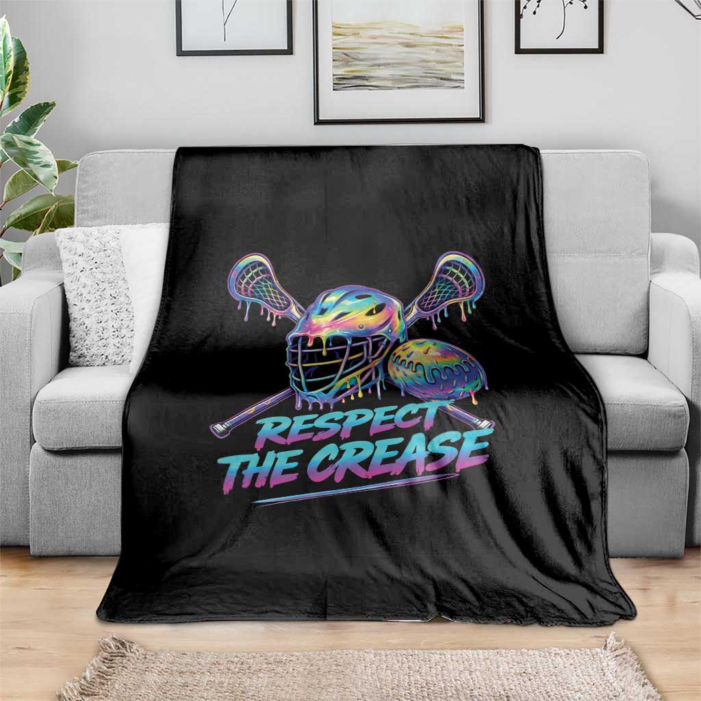 Respect The Crease Lacrosse Drip Throw Blanket Funny Lax Goalie TS11 Print Your Wear