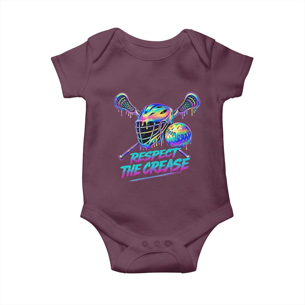 Respect The Crease Lacrosse Drip Baby Onesie Funny Lax Goalie TS11 Maroon Print Your Wear
