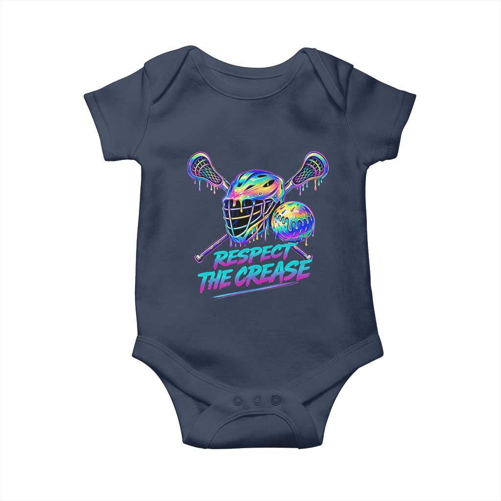 Respect The Crease Lacrosse Drip Baby Onesie Funny Lax Goalie TS11 Navy Print Your Wear
