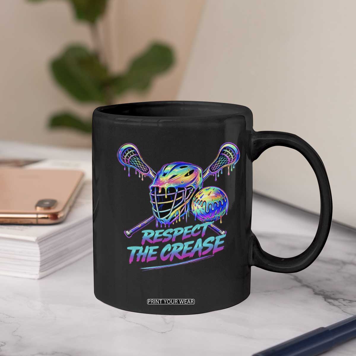 Respect The Crease Lacrosse Drip Coffee Mug Funny Lax Goalie TS11 Print Your Wear