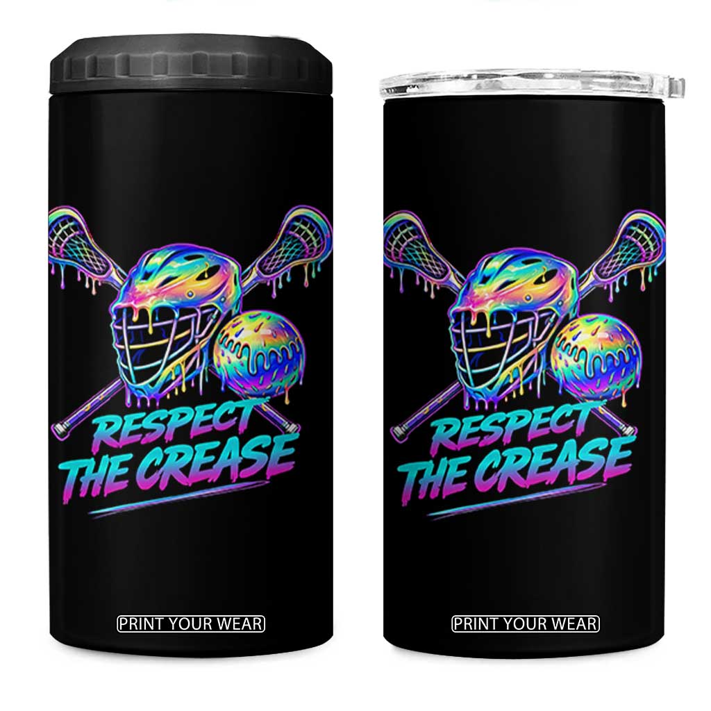 Respect The Crease Lacrosse Drip 4 in 1 Can Cooler Tumbler Funny Lax Goalie TS11 One Size: 16 oz Black Print Your Wear