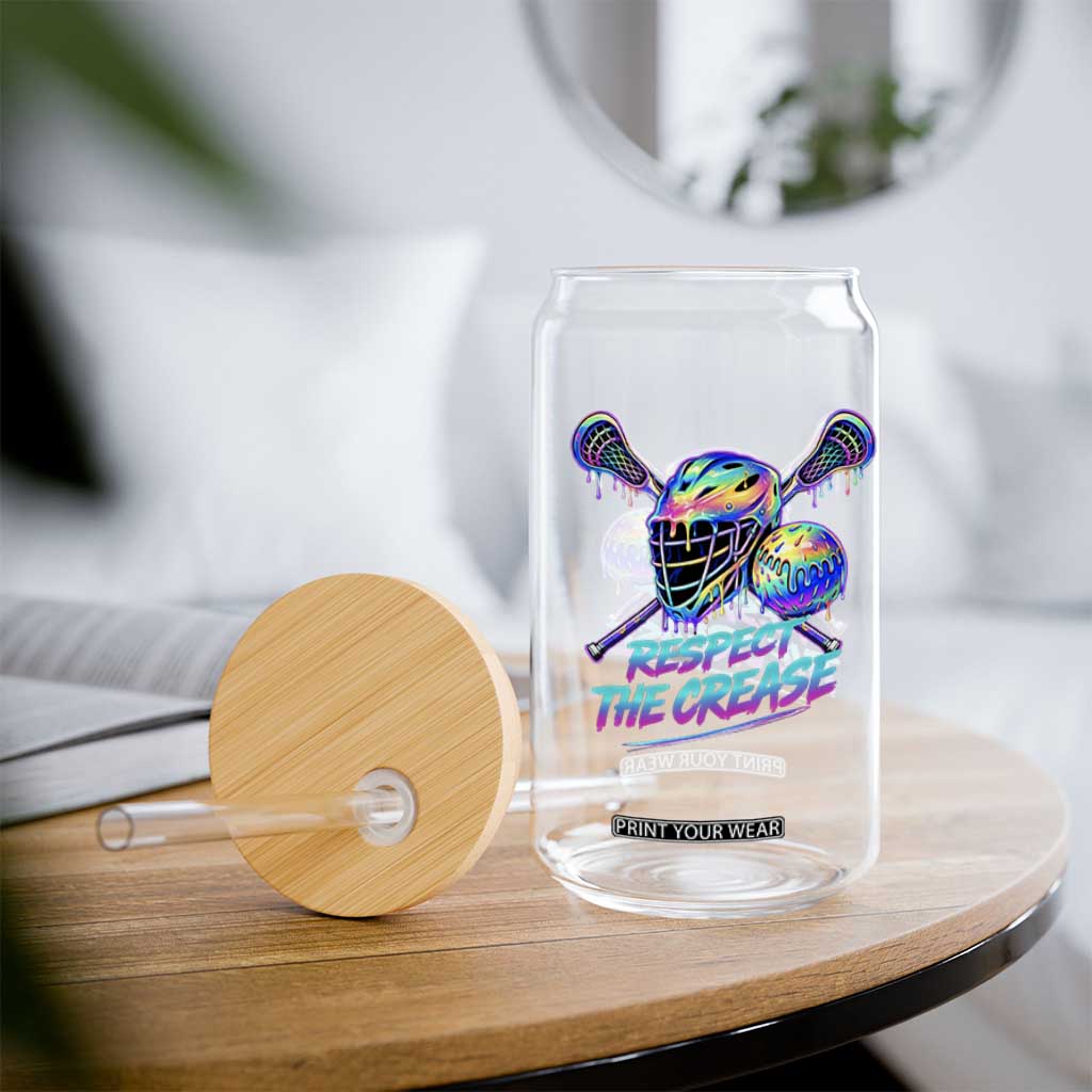 Respect The Crease Lacrosse Drip Glass Can Funny Lax Goalie TS11 Print Your Wear