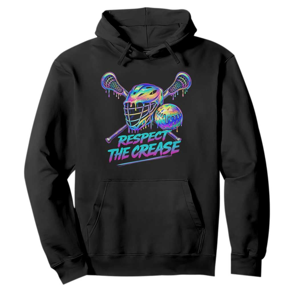Respect The Crease Lacrosse Drip Hoodie Funny Lax Goalie TS11 Black Print Your Wear