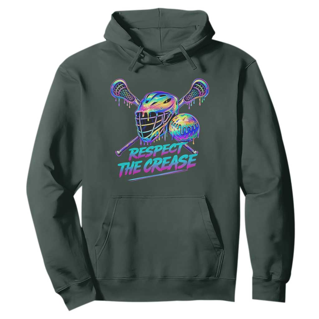 Respect The Crease Lacrosse Drip Hoodie Funny Lax Goalie TS11 Dark Forest Green Print Your Wear