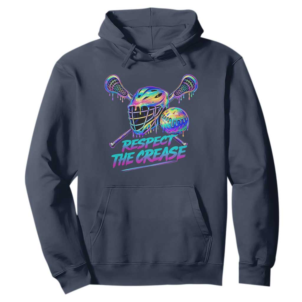 Respect The Crease Lacrosse Drip Hoodie Funny Lax Goalie TS11 Navy Print Your Wear