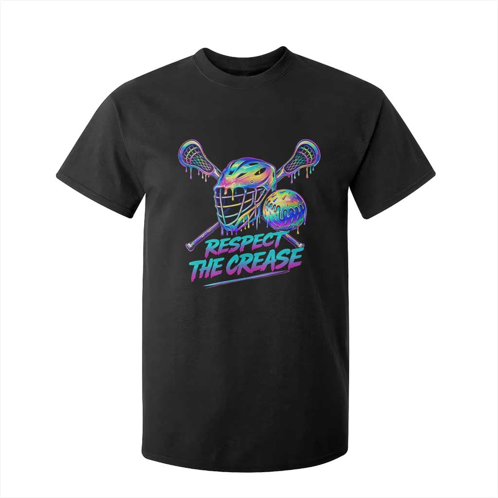 Respect The Crease Lacrosse Drip T Shirt For Kid Funny Lax Goalie TS11 Black Print Your Wear