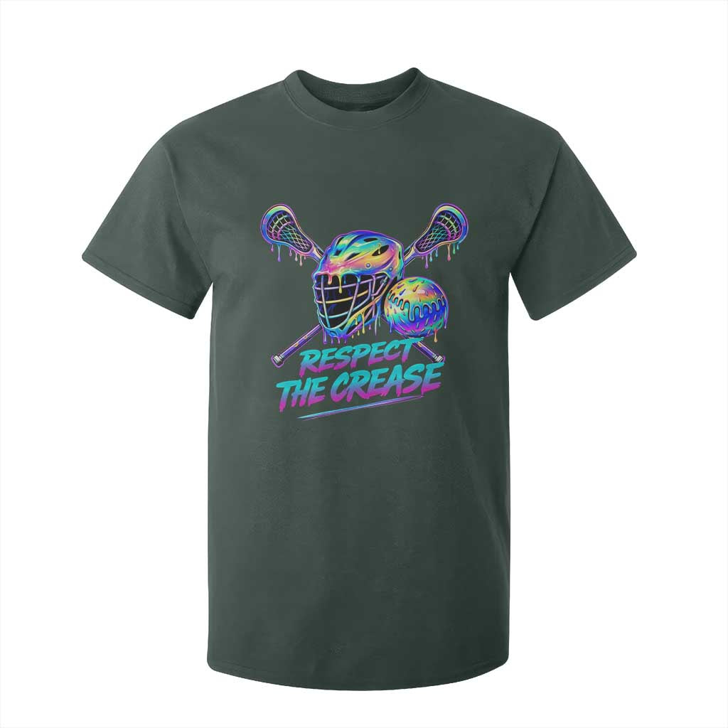Respect The Crease Lacrosse Drip T Shirt For Kid Funny Lax Goalie TS11 Dark Forest Green Print Your Wear