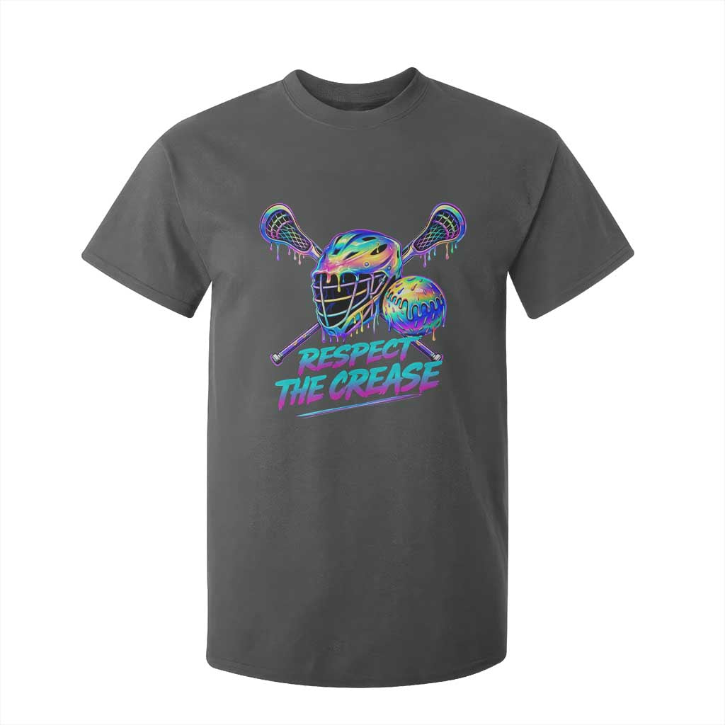 Respect The Crease Lacrosse Drip T Shirt For Kid Funny Lax Goalie TS11 Dark Heather Print Your Wear