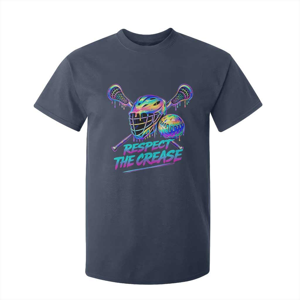 Respect The Crease Lacrosse Drip T Shirt For Kid Funny Lax Goalie TS11 Navy Print Your Wear