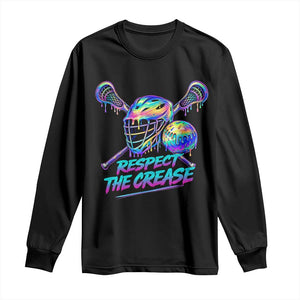 Respect The Crease Lacrosse Drip Long Sleeve Shirt Funny Lax Goalie TS11 Black Print Your Wear