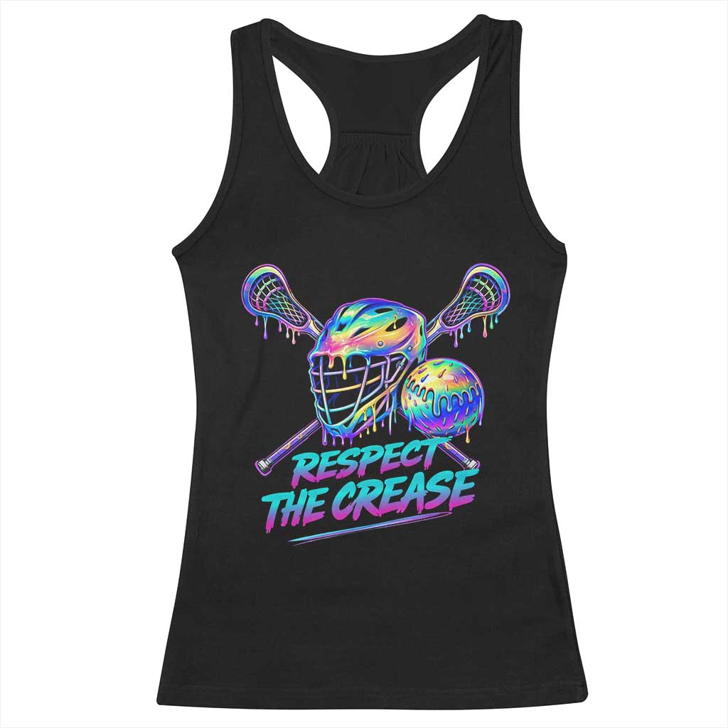 Respect The Crease Lacrosse Drip Racerback Tank Top Funny Lax Goalie TS11 Black Print Your Wear