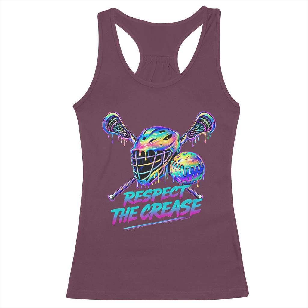 Respect The Crease Lacrosse Drip Racerback Tank Top Funny Lax Goalie TS11 Maroon Print Your Wear