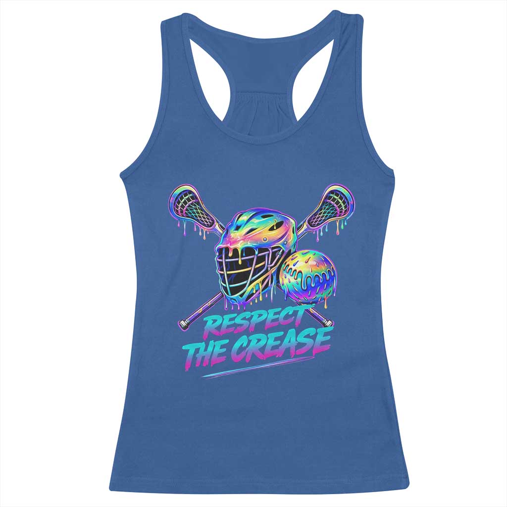 Respect The Crease Lacrosse Drip Racerback Tank Top Funny Lax Goalie TS11 Royal Blue Print Your Wear