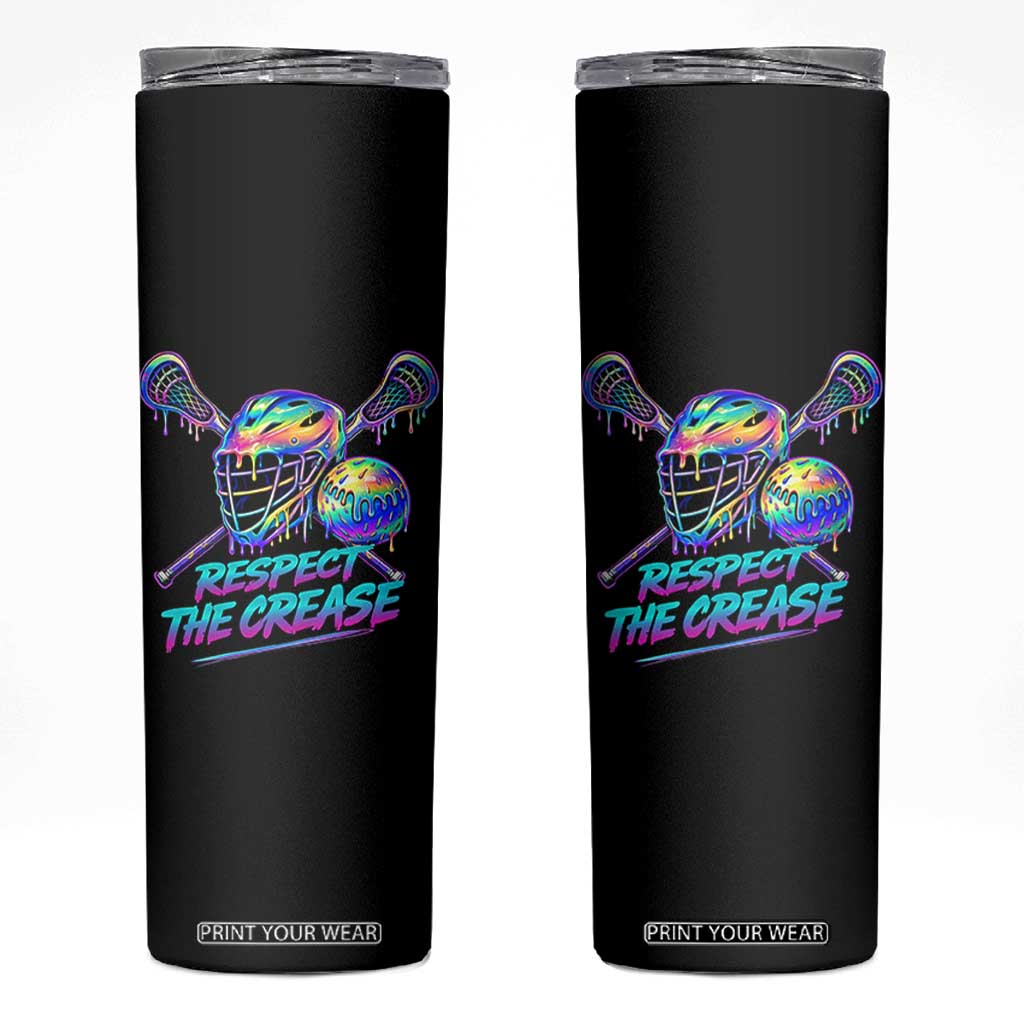 Respect The Crease Lacrosse Drip Skinny Tumbler Funny Lax Goalie TS11 Black Print Your Wear