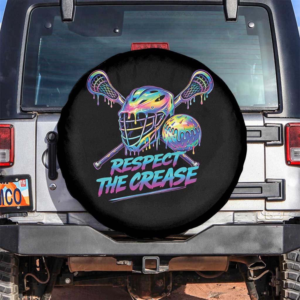 Respect The Crease Lacrosse Drip Spare Tire Cover Funny Lax Goalie TS11 No hole Black Print Your Wear