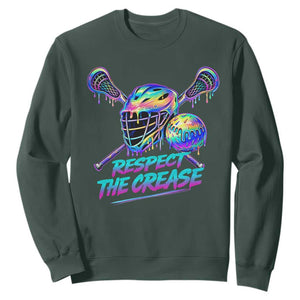Respect The Crease Lacrosse Drip Sweatshirt Funny Lax Goalie TS11 Dark Forest Green Print Your Wear