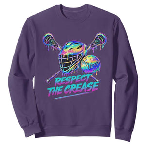 Respect The Crease Lacrosse Drip Sweatshirt Funny Lax Goalie TS11 Purple Print Your Wear
